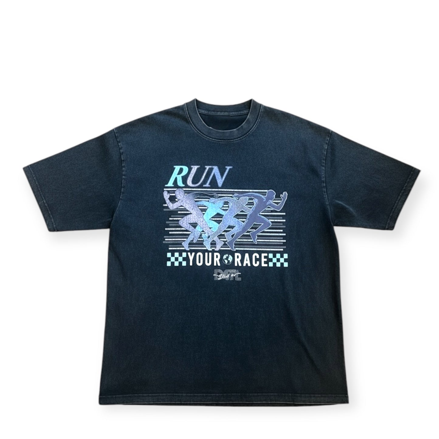 RUN YOUR RACE TEE ACID WASH BLACK